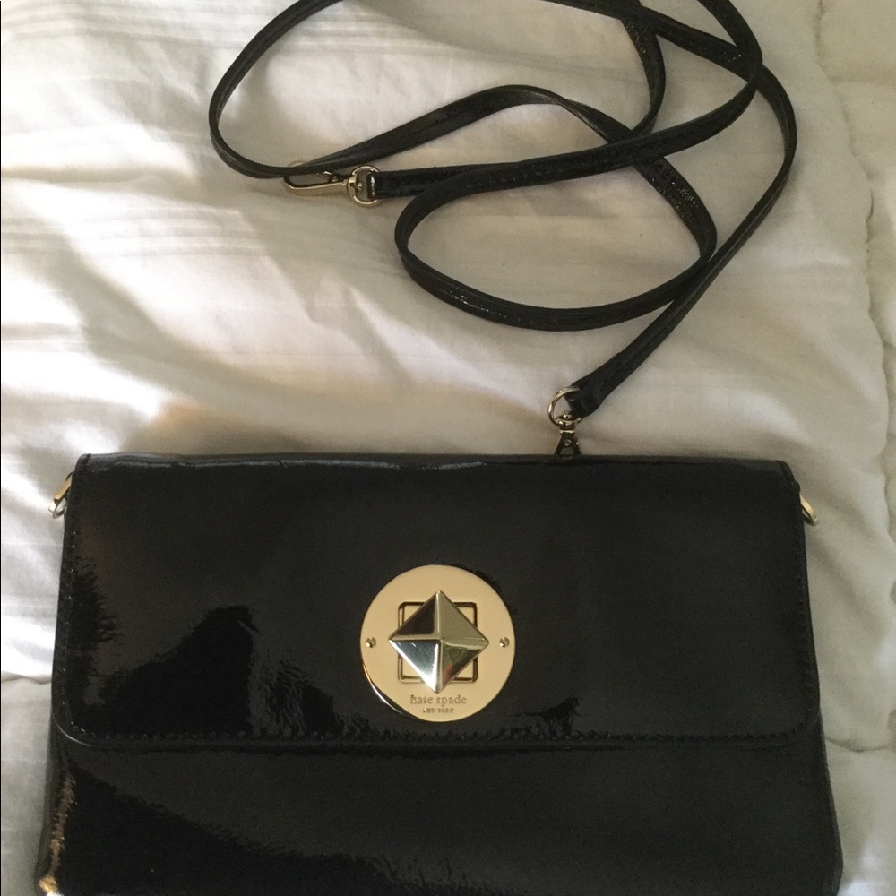 Kate spade black patent leather clutch/crossbody